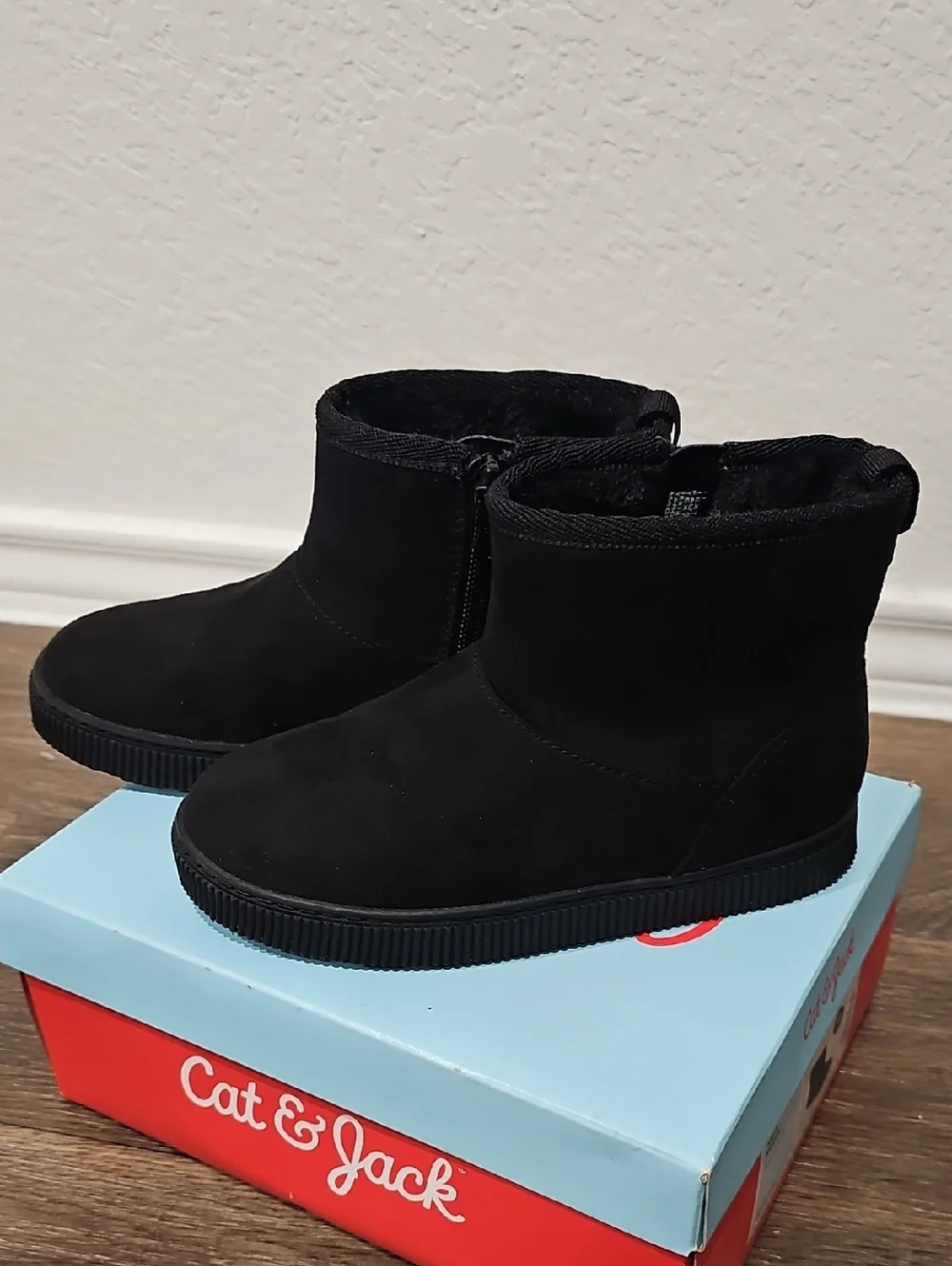 Cat & Jack Black Faux Suede Short Boots